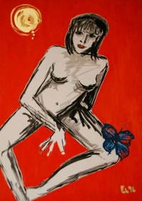 frau mit schmetterling